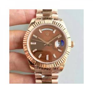 Replica Rolex Day-Date 40 228235 40MM KW Rose Gold Chocolate Dial Luxury 3255