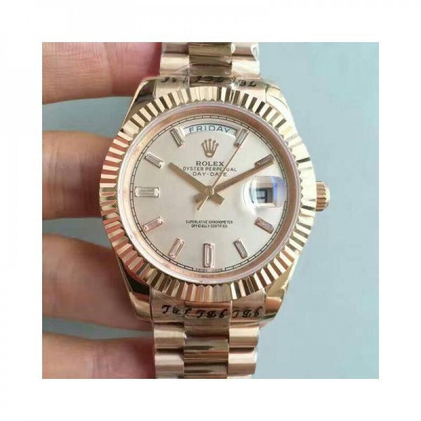 Replica Rolex Day-Date 40 228235 40MM KW Rose Gold Cream Dial Luxury 3255