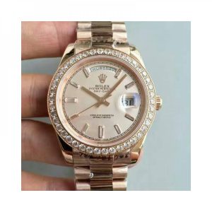Replica Rolex Day-Date 40 228235 40MM KW Rose Gold & Diamonds Cream Dial Luxury 3255