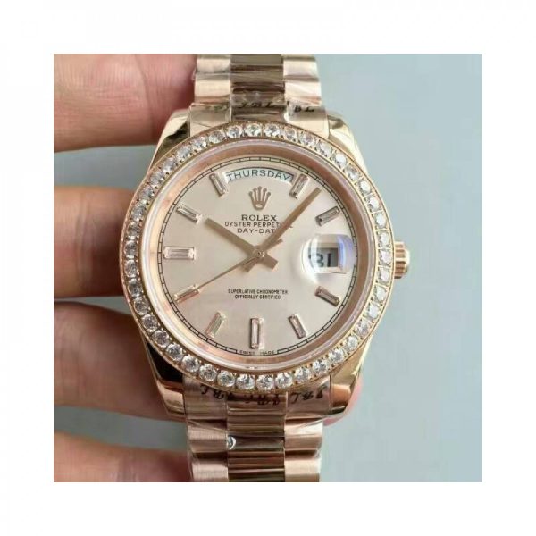 Replica Rolex Day-Date 40 228235 40MM KW Rose Gold & Diamonds Cream Dial Luxury 3255