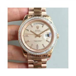 Replica Rolex Day-Date 40 228235 40MM KW Rose Gold & Diamonds Cream Dial Luxury 3255