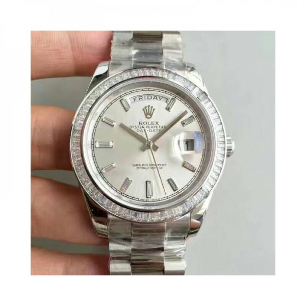 Replica Rolex Day-Date 40 228396TBR 40MM KW Stainless Steel & Diamonds Sundust Dial Luxury 3255
