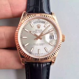 Replica Rolex Day-Date 118138 36MM V5 Rose Gold Sundust Dial Luxury 2836-2