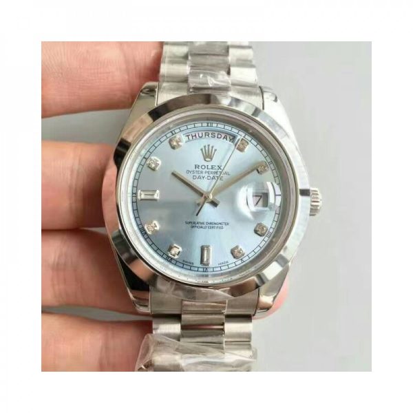 Replica Rolex Day-Date II 218206 41MM V6 Stainless Steel Blue Dial Luxury 2836-2