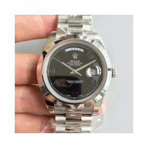 Replica Rolex Day-Date II 218206 41MM V6 Stainless Steel Black Dial Luxury 2836-2