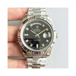 Replica Rolex Day-Date II 218239 41MM V6 Stainless Steel Black Dial Luxury 2836-2