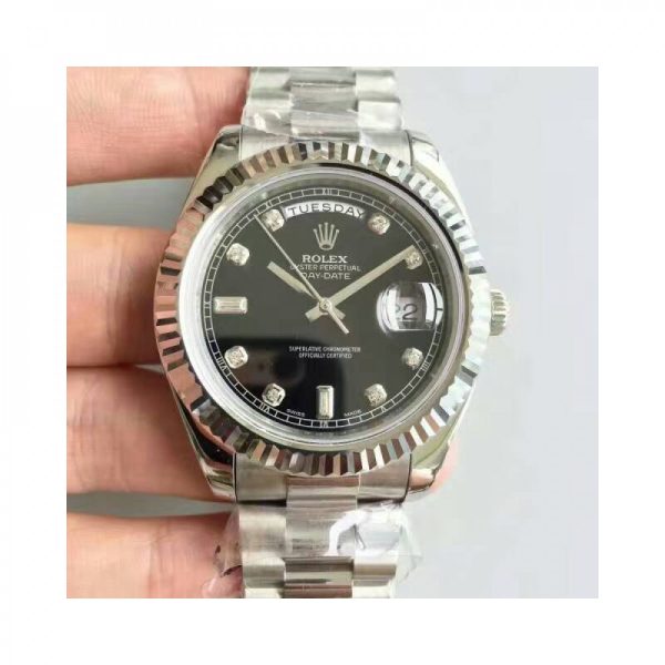 Replica Rolex Day-Date II 218239 41MM V6 Stainless Steel Black Dial Luxury 2836-2