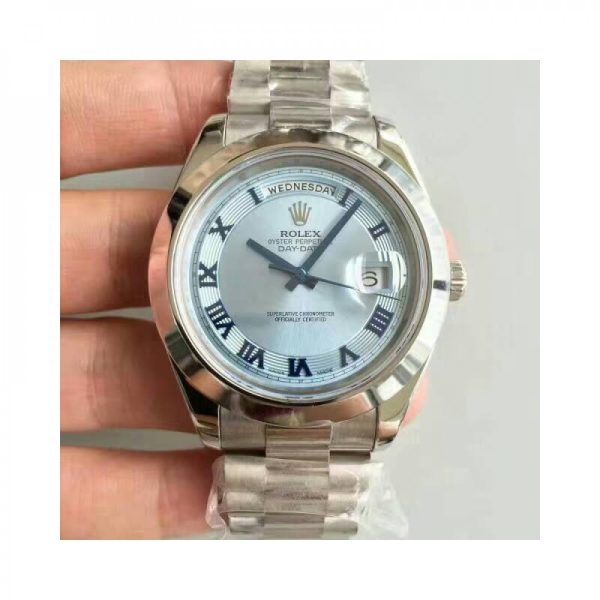 Replica Rolex Day-Date II 218206 41MM V6 Stainless Steel Blue Dial Luxury 2836-2
