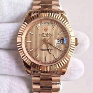 Replica Rolex Day-Date 40 228235 40MM KW Rose Gold Gold Stripe Dial Luxury 3255