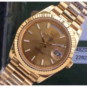 Replica Rolex Day-Date 40 228235 2018 EW Yellow Gold Rose Gold Dial Luxury 3255