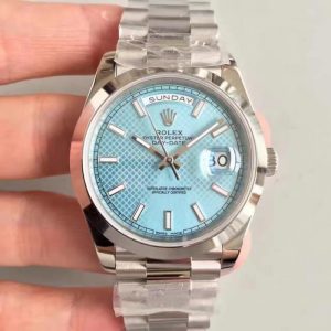 Replica Rolex Day-Date 40 228206 N Stainless Steel Blue Diagonal Dial Luxury 3255