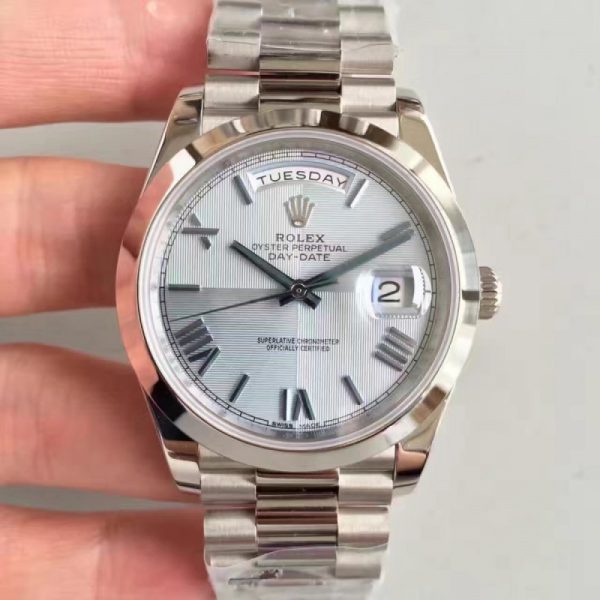 Replica Rolex Day-Date 40 228206 40MM N Stainless Steel Ice Blue Quadrant Dial Luxury 3255