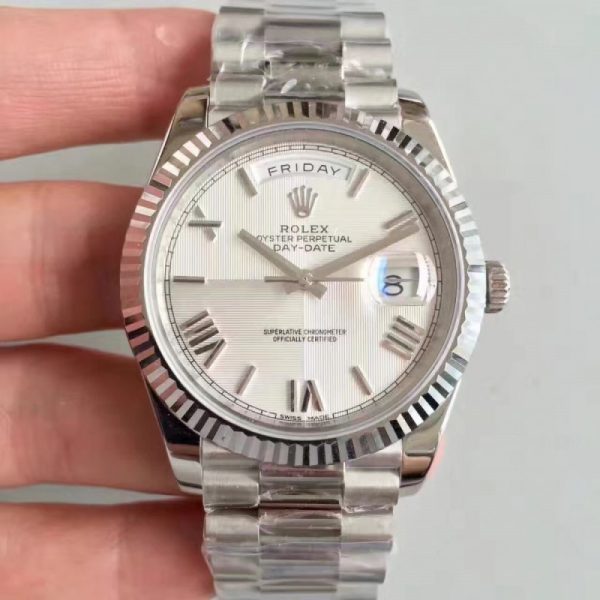 Replica Rolex Day-Date 40 228239 40MM N Stainless Steel Silver Quadrant Dial Luxury 3255