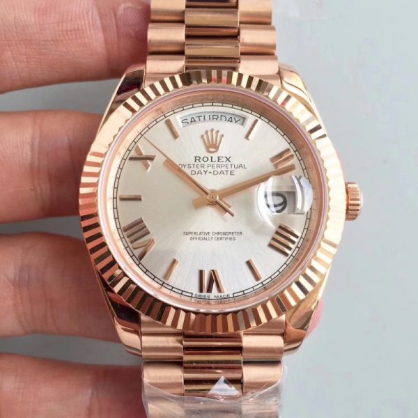 Replica Rolex Day-Date 40 228235 40MM AR Stainless Steel 904L With 18K Rose Gold Wrapped Rhodium Dial Luxury 3255