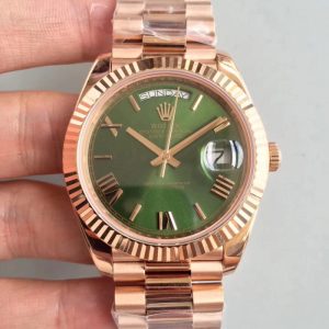 Replica Rolex Day-Date 40 228235 40MM AR Stainless Steel 904L With 18K Rose Gold Wrapped Green Dial Luxury 3255