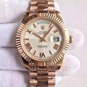 Replica Rolex Day-Date 40 228235 40MM KW Rose Gold Silver Quadrant Dial Luxury 3255
