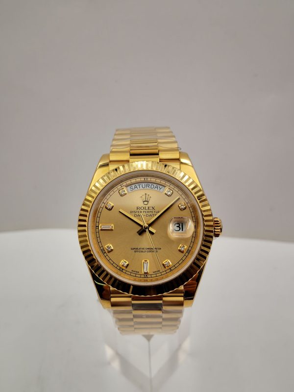 Replica Rolex Day-Date II 218238 41MM KW Yellow Gold Champagne Dial Luxury 3255