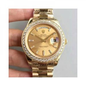 Replica Rolex Day-Date 40 228348RBR 40MM KW Yellow Gold & Diamonds Champagne Dial Luxury 3255