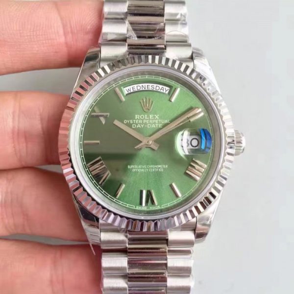 Replica Rolex Day-Date 40 228239 2018 EW Stainless Steel Green Dial Luxury 3255