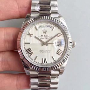 Replica Rolex Day-Date 40 228239 2018 EW Stainless Steel Silver Quadrant Dial Luxury 3255