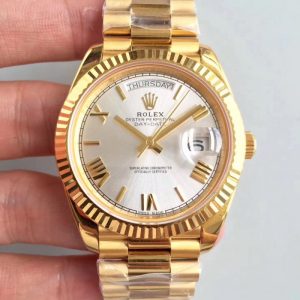 Replica Rolex Day-Date 40 228238 40MM AR Stainless Steel 904L With 18K Yellow Gold Wrapped Rhodium Dial Luxury 3255
