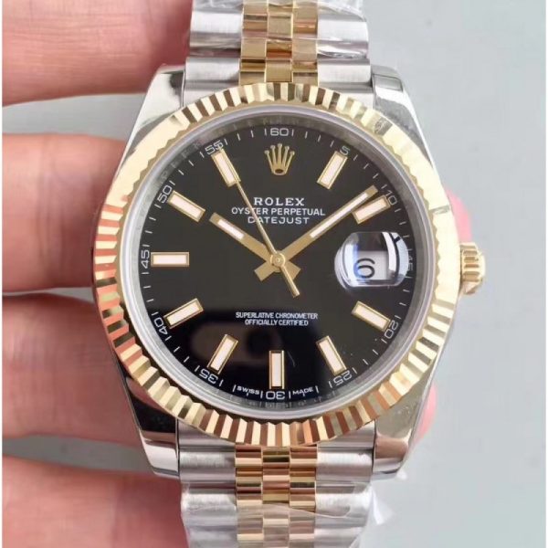 Replica Rolex Datejust 41 126333 41MM N Stainless Steel & Yellow Gold Black Dial Luxury 3235