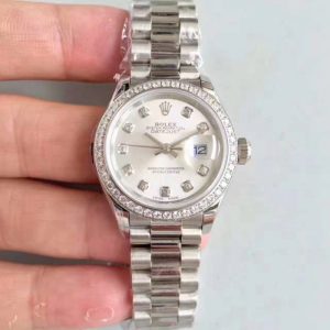 Replica Rolex Lady Datejust 28 279136RBR 28MM N Stainless Steel & Diamonds Silver Dial Luxury 2236