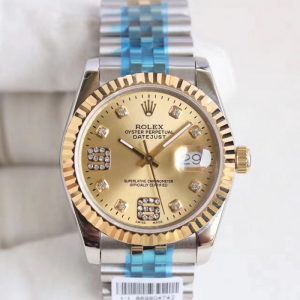 Replica Rolex Datejust 36 116233 36MM N Stainless Steel & Yellow Gold Champagne & Diamonds Dial Luxury 2836-2