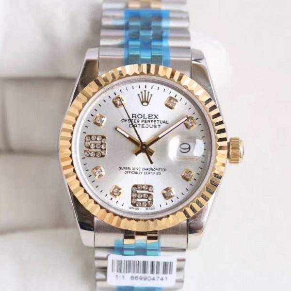 Replica Rolex Datejust 36 116233 36MM N Stainless Steel & Yellow Gold Rhodium & Diamonds Dial Luxury 2836-2