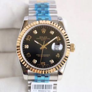 Replica Rolex Datejust 36 116233 36MM N Stainless Steel & Yellow Gold Black Dial Luxury 2836-2
