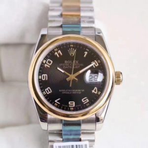 Replica Rolex Datejust 36 116203 36MM N Stainless Steel & Yellow Gold Black Dial Luxury 2836-2