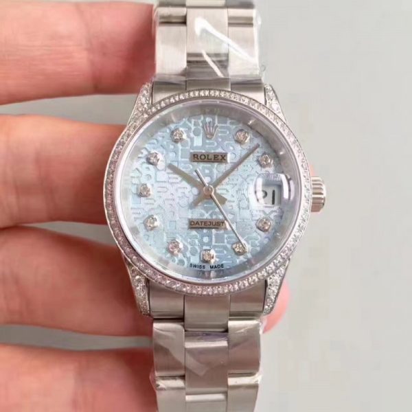 Replica Rolex Datejust 31 178159 31MM JF Stainless Steel & Diamonds Blue Dial Luxury 2836-2