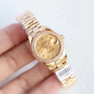 Replica Rolex Lady Datejust 28 279135RBR 28MM N Rose Gold & Diamonds Champagne Dial Luxury 2671
