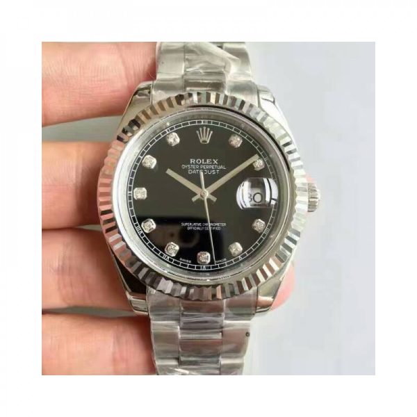 Replica Rolex Datejust II 116334 41MM NF Stainless Steel Black & Diamonds Dial Luxury 2836-2