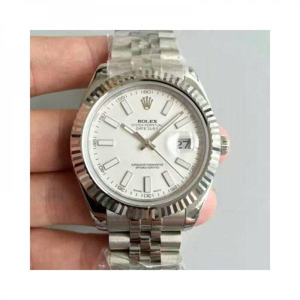 Replica Rolex Datejust II 116334 41MM NF Stainless Steel White Dial Luxury 2836-2