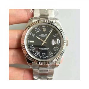 Replica Rolex Datejust II 116334 41MM NF Stainless Steel Black & Roman Dial Luxury 2836-2