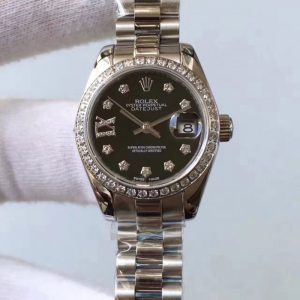 Replica Rolex Lady Datejust 28 279136RBR 28MM Stainless Steel & Diamonds Black Dial Luxury 2671