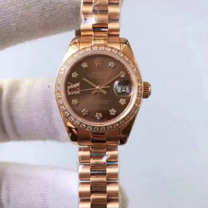 Replica Rolex Lady Datejust 28 279135RBR 28MM Rose Gold & Diamonds Chocolate Dial Luxury 2671