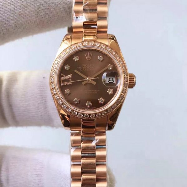 Replica Rolex Lady Datejust 28 279135RBR 28MM Rose Gold & Diamonds Chocolate Dial Luxury 2671