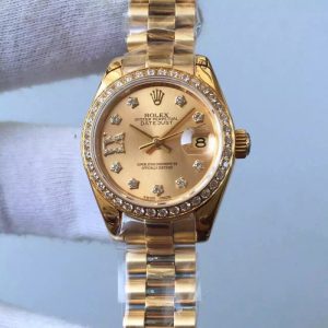 Replica Rolex Lady Datejust 28 279138RBR 28MM Yellow Gold & Diamonds Champagne Dial Luxury 2671