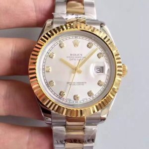 Replica Rolex Datejust 41 126333 41MM NF Stainless Steel & Yellow Gold White & Diamonds Dial Luxury 2836-2