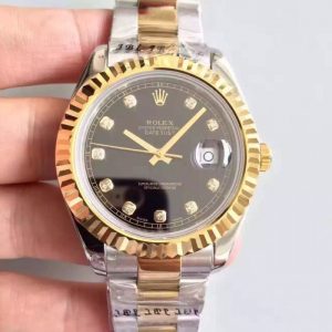 Replica Rolex Datejust 41 126333 41MM NF Stainless Steel & Yellow Gold Black & Diamonds Dial Luxury 2836-2