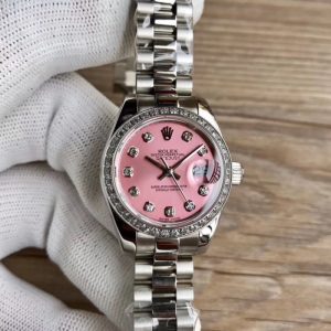 Replica Rolex Lady Datejust 28 279384RBR 28MM WF Stainless Steel & Diamonds Pink Mother Of Pearl Dial Luxury 2671