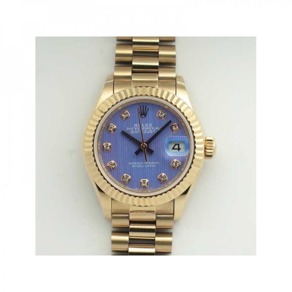 Replica Rolex Lady Datejust 28 279165 28MM BP Rose Gold Blue Dial Luxury 2671