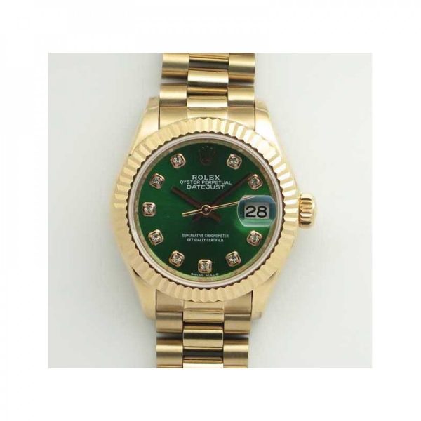 Replica Rolex Lady Datejust 28 279165 28MM BP Rose Gold Green Dial Luxury 2671