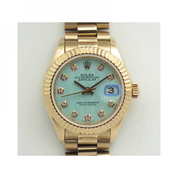 Replica Rolex Lady Datejust 28 279165 28MM BP Rose Gold Ice Blue Dial Luxury 2671