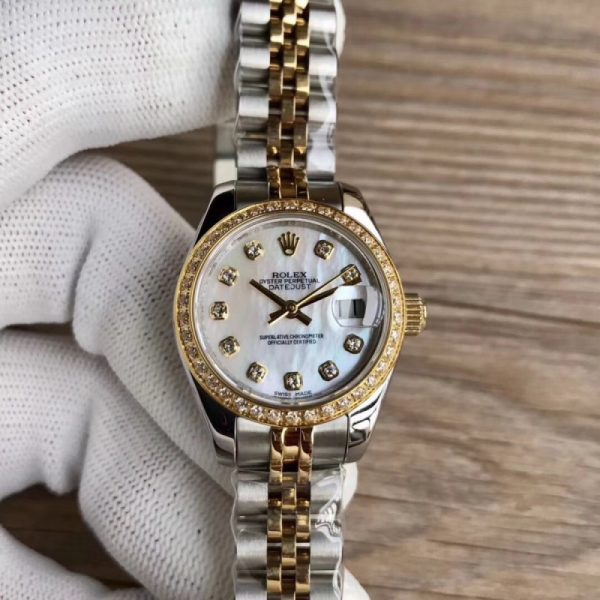 Replica Rolex Lady Datejust 28 279383BR 28MM WF Stainless Steel & Yellow Gold Mother Of Pearl Dial Luxury 2671