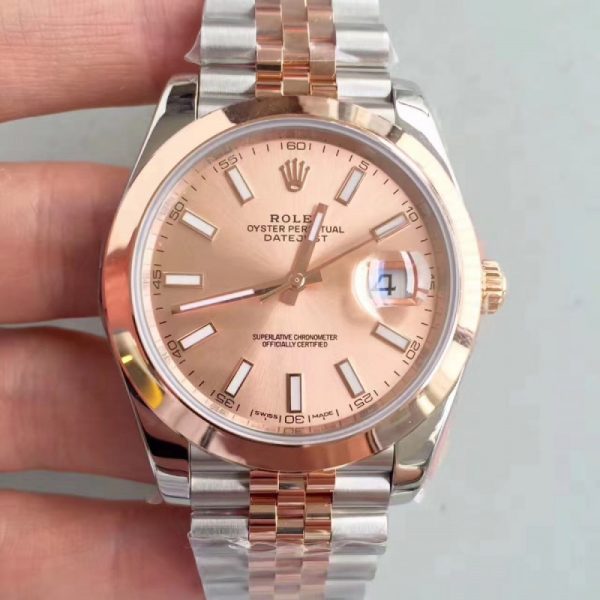 Replica Rolex Datejust II 116333 41MM N Stainless Steel & 18K Rose Gold Wrapped Pink Dial Luxury 3235