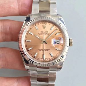 Replica Rolex Datejust 36MM 116234 AR Stainless Steel 904L Rose Gold Dial Luxury 3135
