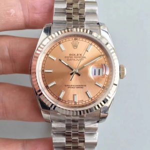 Replica Rolex Datejust 36MM 116234 AR Stainless Steel 904L Rose Gold Dial Luxury 3135